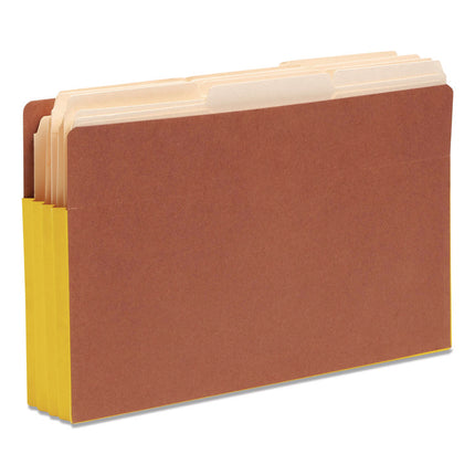 Redrope Drop-Front End Tab File Pockets, Fully Lined 6.5" High Gussets, 3.5" Expansion, Legal Size, Redrope/Yellow, 10/Box