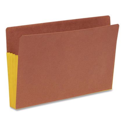 Redrope Drop-Front End Tab File Pockets, Fully Lined 6.5" High Gussets, 3.5" Expansion, Legal Size, Redrope/Yellow, 10/Box
