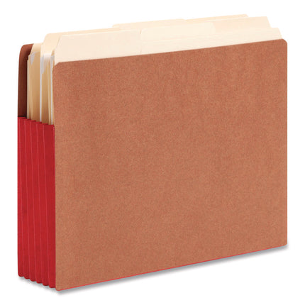 Redrope Drop-Front End Tab File Pockets, Fully Lined 6.5" High Gussets, 5.25" Expansion, Letter Size, Redrope/Red, 10/Box