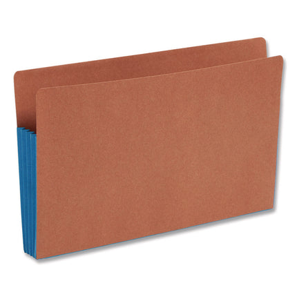 Redrope Drop-Front End Tab File Pockets, Fully Lined 6.5" High Gussets, 3.5" Expansion, Legal Size, Redrope/Blue, 10/Box