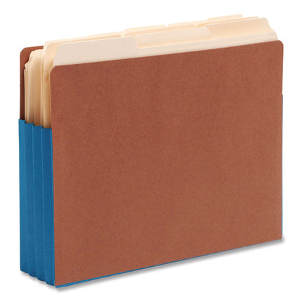 Redrope Drop-Front End Tab File Pockets, Fully Lined 6.5" High Gussets, 3.5" Expansion, Letter Size, Redrope/Blue, 10/Box