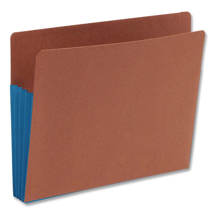 Redrope Drop-Front End Tab File Pockets, Fully Lined 6.5" High Gussets, 3.5" Expansion, Letter Size, Redrope/Blue, 10/Box