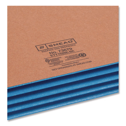 Redrope Drop-Front End Tab File Pockets, Fully Lined 6.5" High Gussets, 3.5" Expansion, Letter Size, Redrope/Blue, 10/Box