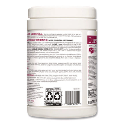Dispatch Hospital Cleaner Disinfectant Towels w/Bleach, 1-Ply, 6.75 x 8, Unscented, White, 150/Canister, 8 Canisters/Carton