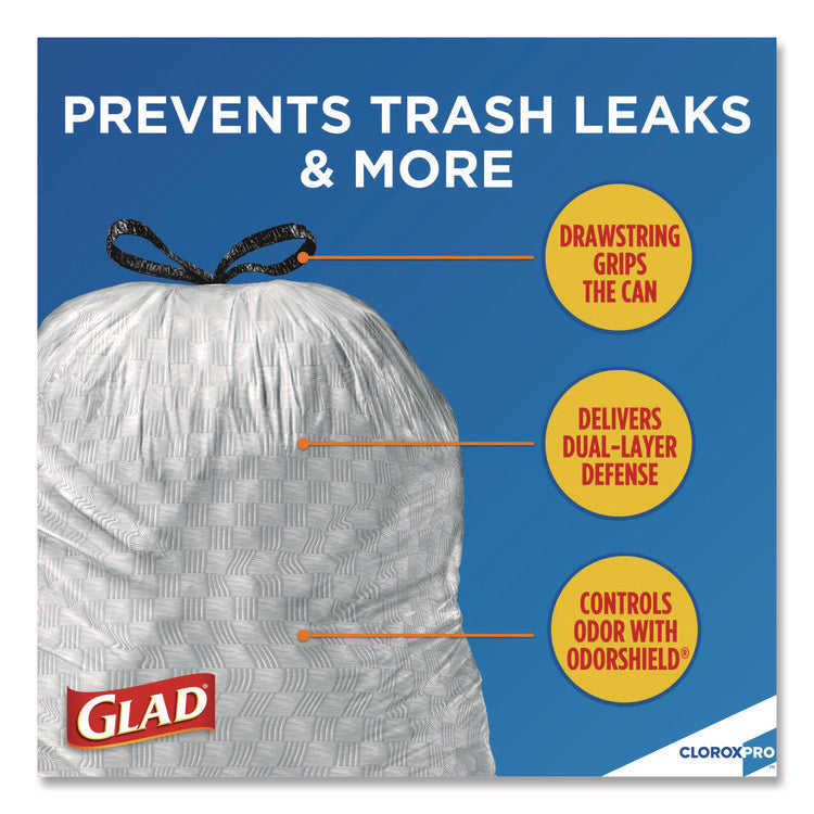 CloroxPro ForceFlex Tall Kitchen Drawstring Trash Bags, 13 gal, 23.75 x 24.88, Gray, 100/Box