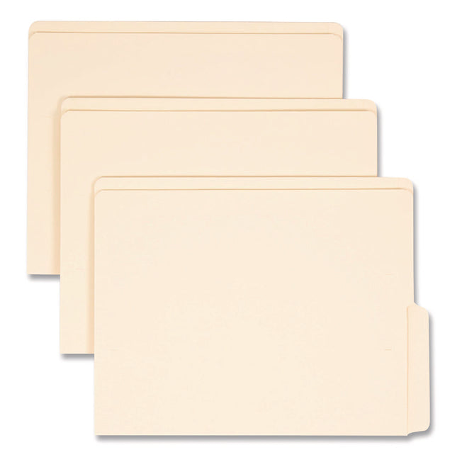 Heavyweight Manila End Tab Folders, 9" High Front, 1/2-Cut Tabs: Bottom, Letter Size, 0.75" Expansion, Manila, 100/Box