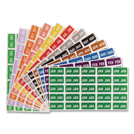 Monthly End Tab File Folder Labels, Jan-Dec, 0.5 X 1, Assorted, 25/sheet, 120 Sheets/box