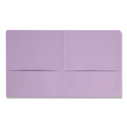 Two-Pocket Folder, Textured Paper, 100-Sheet Capacity, 11 X 8.5, Lavender, 25/box