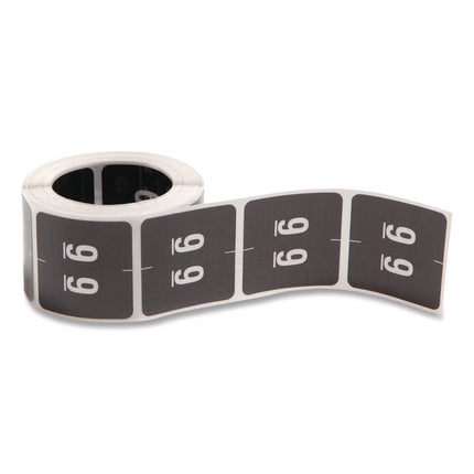 Numerical End Tab File Folder Labels, 9, 1.5 X 1.5, Black, 250/roll