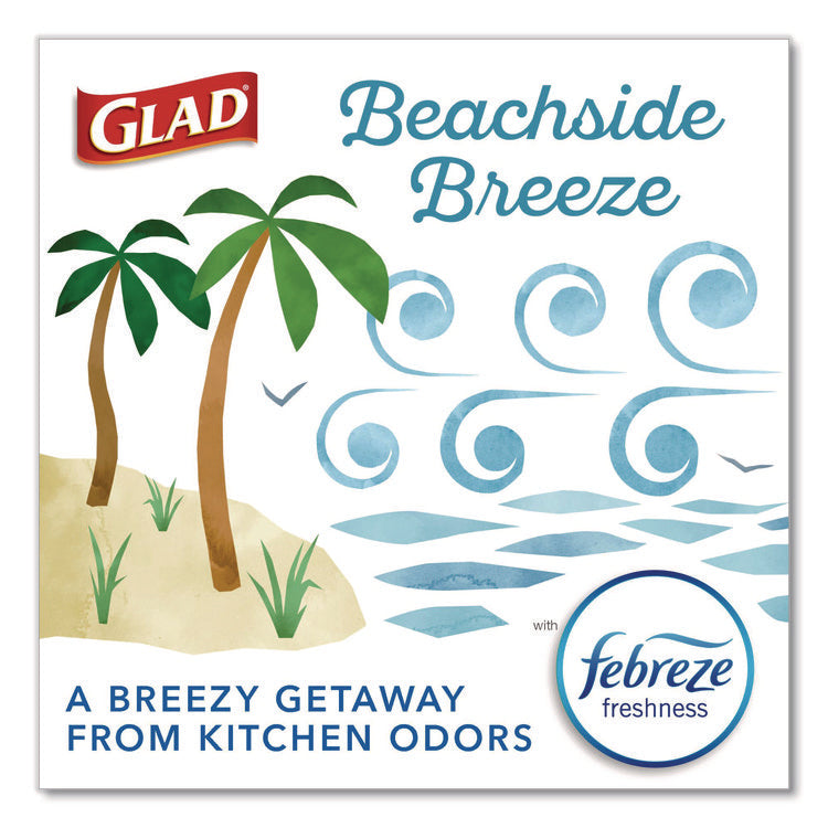 OdorShield Small Drawstring Trash Bags, 4 gal, Beachside Breeze Scent, 0.5 mil, 18" x 17", Blue, 80/Box