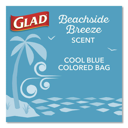 OdorShield Small Drawstring Trash Bags, 4 gal, Beachside Breeze Scent, 0.5 mil, 18" x 17", Blue, 80/Box