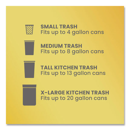 ForceFlex Tall Kitchen Drawstring Trash Bags, 13 gal, Gain Lavender with Febreze Freshness, 10.18 x 9.81, White, 110/Box