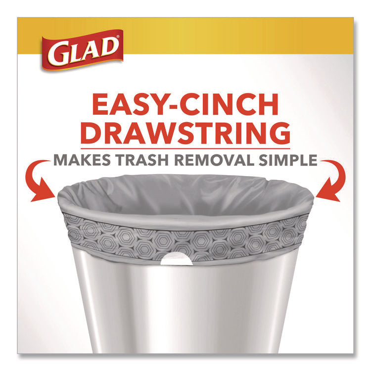 Medium Drawstring Trash Bags with Clorox, 8 gal, Lemon Fresh Bleach Scent, 0.74 mil, 23" x 21.63", Gray, 26/Box