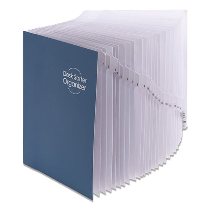 Deluxe Expandable Indexed Desk File/Sorter, 31 Dividers, Date Index, Letter Size, Dark Blue Cover