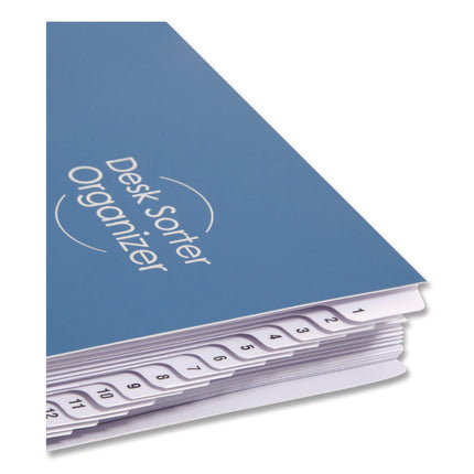 Deluxe Expandable Indexed Desk File/Sorter, 31 Dividers, Date Index, Letter Size, Dark Blue Cover