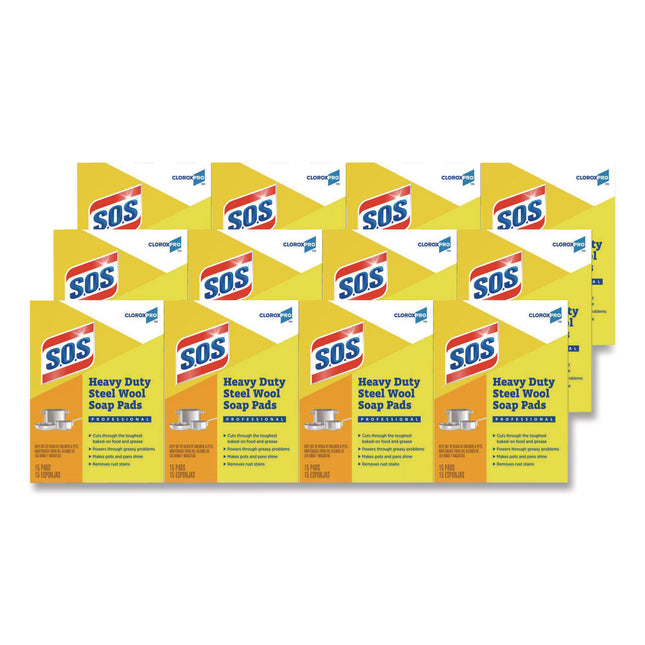 Steel Wool Soap Pads, 2.4 x 3, Steel, 15 Pads/Box, 12 Boxes/Carton
