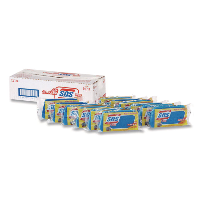 All Surface Scrubber Sponge, 2.5 X 4.5, 0.9" Thick, Dark Blue, 12/carton