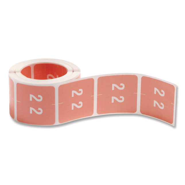 Numerical End Tab File Folder Labels, 2, 1.5 X 1.5, Pink, 250/roll