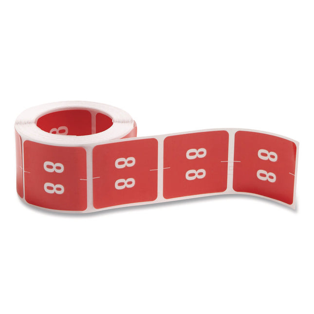 Numerical End Tab File Folder Labels, 8, 1.5 X 1.5, Red, 250/roll
