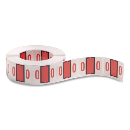 Numerical End Tab File Folder Labels, 0, 1 X 1.25, White, 500/roll