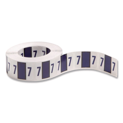 Numerical End Tab File Folder Labels, 7, 1 X 1.25, White, 500/roll