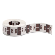 A-Z Color-Coded End Tab Filing Labels, R, 1 X 1.25, White, 500/roll