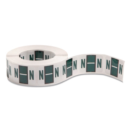 A-Z Color-Coded End Tab Filing Labels, N, 1 X 1.25, White, 500/roll