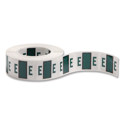 A-Z Color-Coded End Tab Filing Labels, E, 1 X 1.25, White, 500/roll