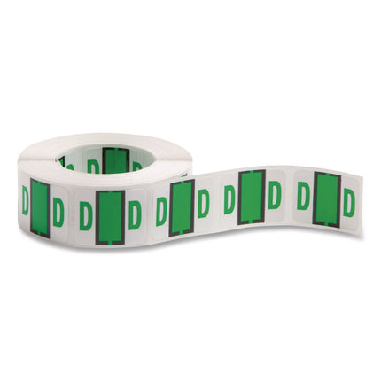A-Z Color-Coded End Tab Filing Labels, D, 1 X 1.25, White, 500/roll