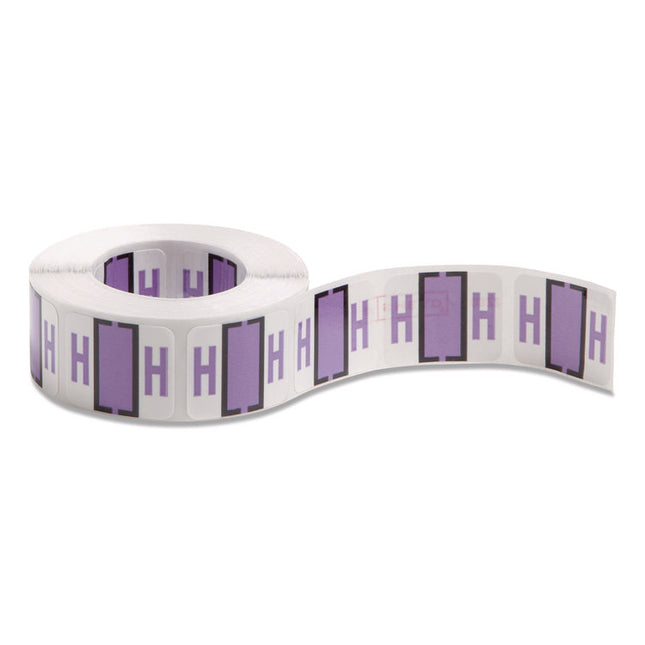 A-Z Color-Coded End Tab Filing Labels, H, 1 X 1.25, White, 500/roll
