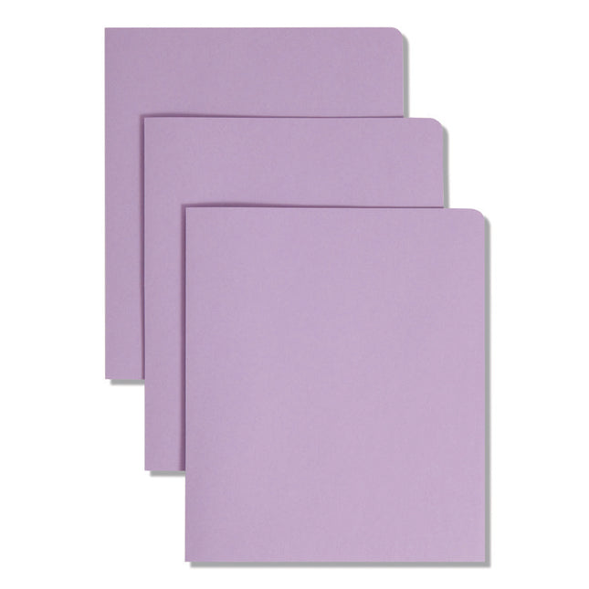 Two-Pocket Folder, Textured Paper, 100-Sheet Capacity, 11 X 8.5, Lavender, 25/box
