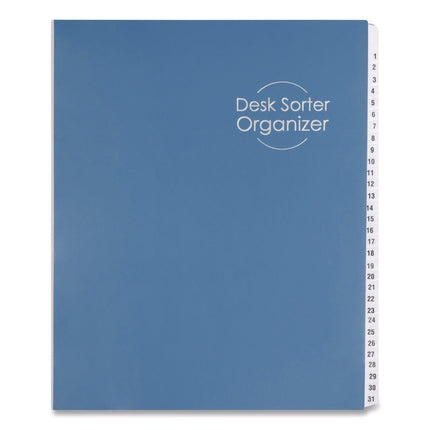 Deluxe Expandable Indexed Desk File/Sorter, 31 Dividers, Date Index, Letter Size, Dark Blue Cover