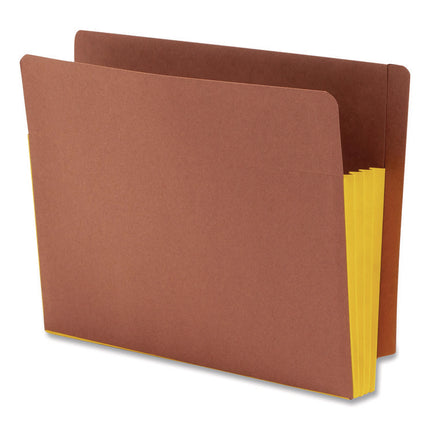 Redrope Drop-Front End Tab File Pockets, Fully Lined 6.5" High Gussets, 3.5" Expansion, Letter Size, Redrope/Yellow, 10/Box