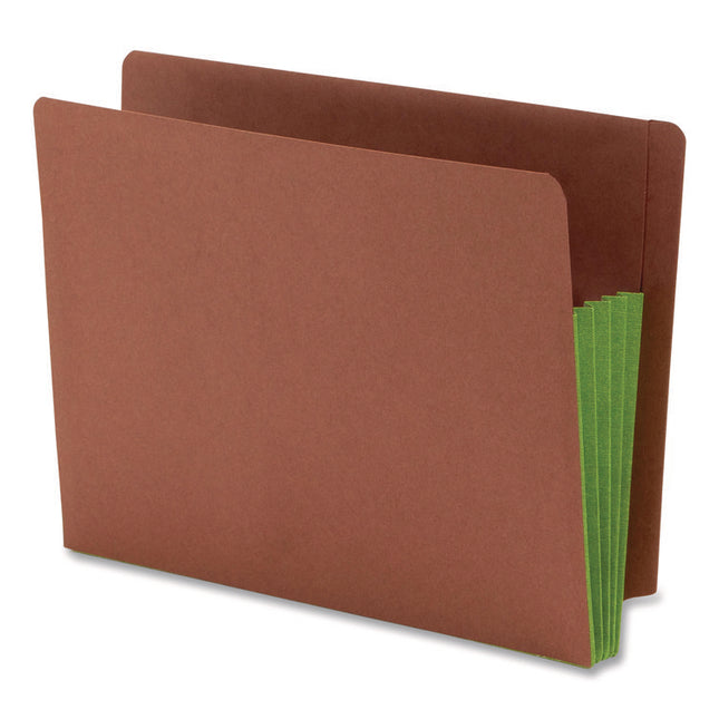 Redrope Drop-Front End Tab File Pockets, Fully Lined 6.5" High Gussets, 3.5" Expansion, Letter Size, Redrope/Green, 10/Box