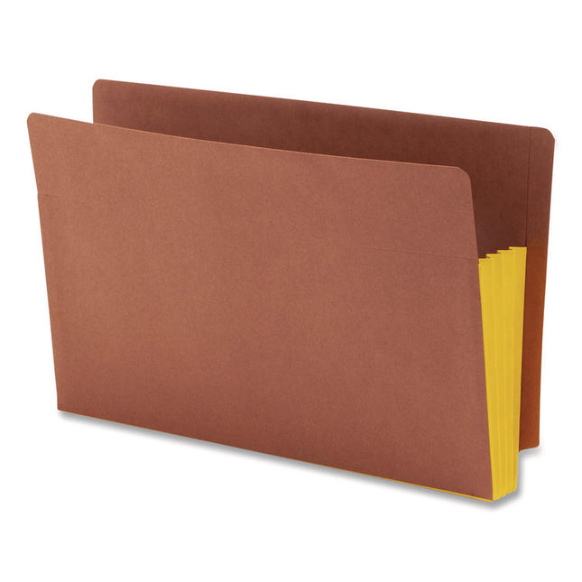 Redrope Drop-Front End Tab File Pockets, Fully Lined 6.5" High Gussets, 3.5" Expansion, Legal Size, Redrope/Yellow, 10/Box