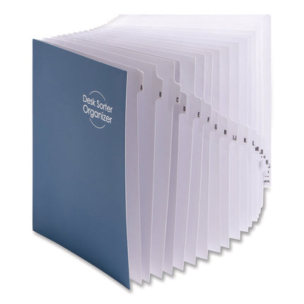 Deluxe Expandable Indexed Desk File/Sorter, Reinforced Tabs, 20 Dividers, Alpha Index, Letter Size, Dark Blue Cover