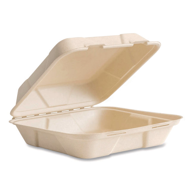 Nourish Molded Fiber Takeout Containers, Compostable, 9 x 9 x 3, White, Sugarcane, 200/Carton
