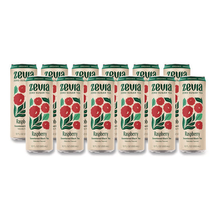 Zero Sugar Naturally Sweetened Black Tea, Raspberry Black Tea, 12 oz can, 12/Carton