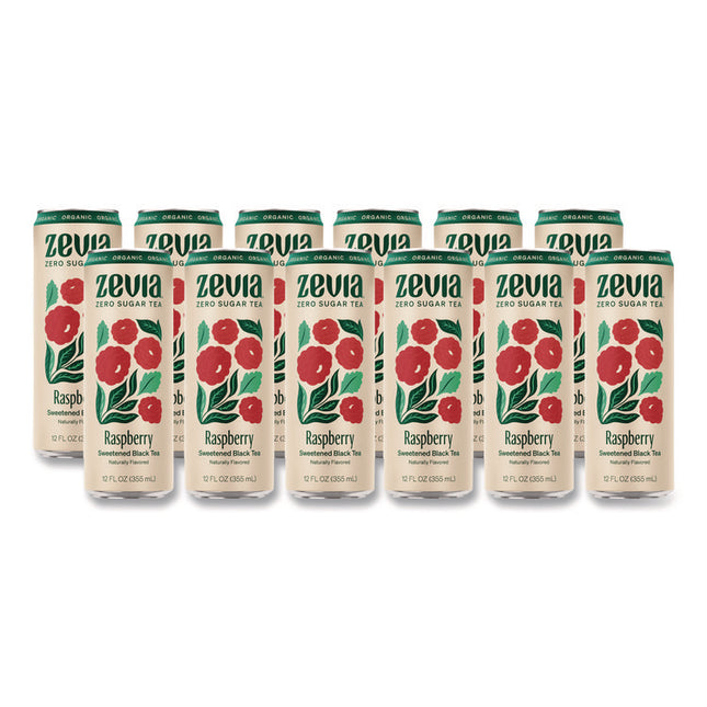 Zero Sugar Naturally Sweetened Black Tea, Raspberry Black Tea, 12 oz can, 12/Carton