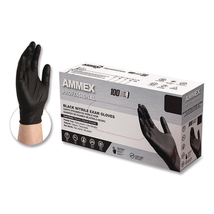 Nitrile Exam Gloves, Powder-Free, Small, Black, 100/Box