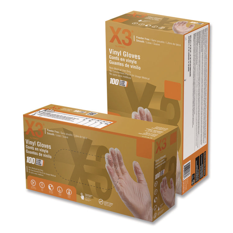 Industrial Vinyl Gloves, Small, Clear, 100/Box