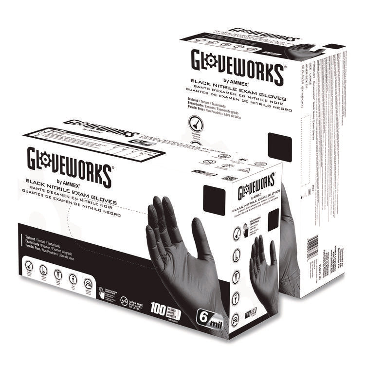 Nitrile Exam Gloves, Small, Black, 100/Box