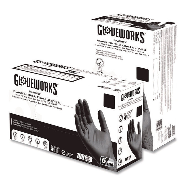 Nitrile Exam Gloves, 2X-Large, Black, 100/Box