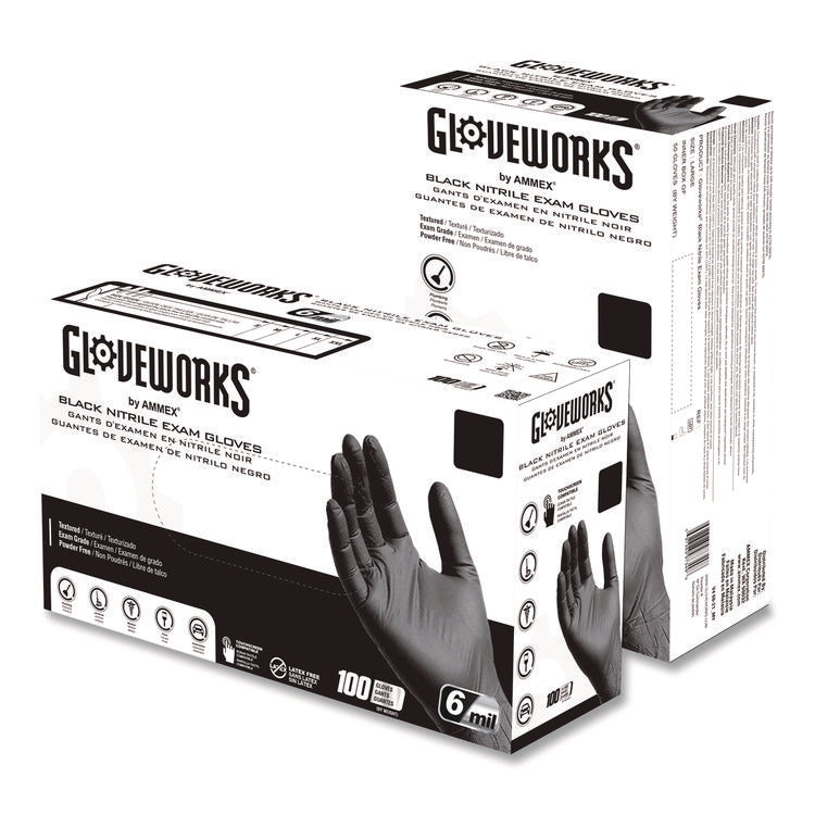 Nitrile Exam Gloves, 2X-Large, Black, 100/Box