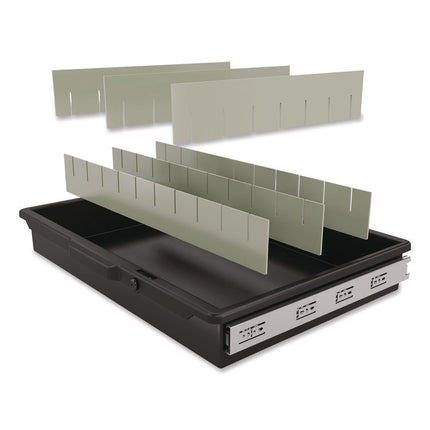 Lockable Slide Drawer with Dividers for Suncast Commercial Full-Size Housekeeping Carts HKC1000/HKC2000, Plastic, Black