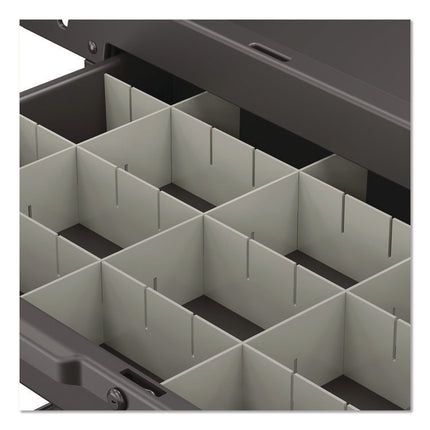 Lockable Slide Drawer with Dividers for Suncast Commercial Full-Size Housekeeping Carts HKC1000/HKC2000, Plastic, Black