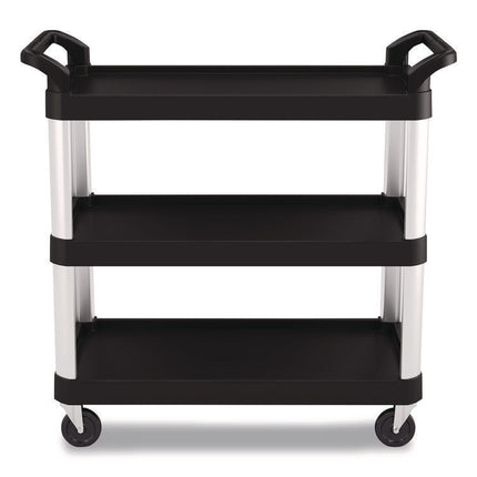 Three-Shelf Service Cart, Metal/Plastic, 3 Shelves, 300 lb Capacity, 20" x 39.85" x 38.17", Black