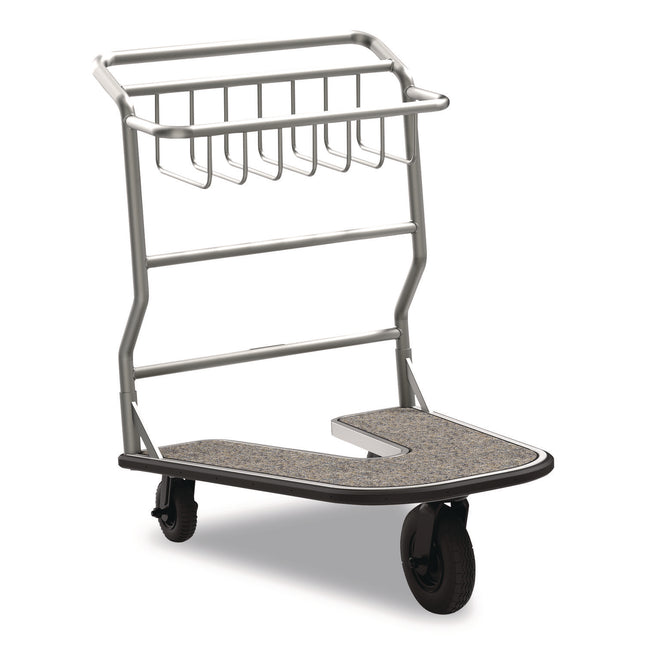 Nesting Luggage Cart with Carpeted Platform, 300 lb Capacity, 27 x 37 x 37.5, Silver/Black
