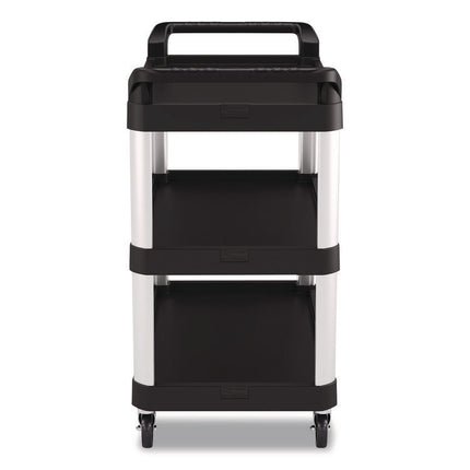 Three-Shelf Service Cart, Metal/Plastic, 3 Shelves, 300 lb Capacity, 20" x 39.85" x 38.17", Black
