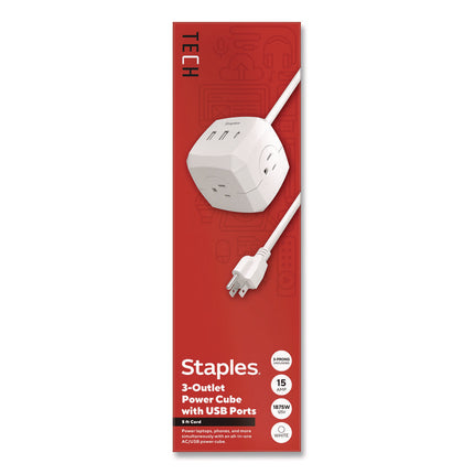 TECH 5 ft Extension Cord, 5 ft, 15 A, White
